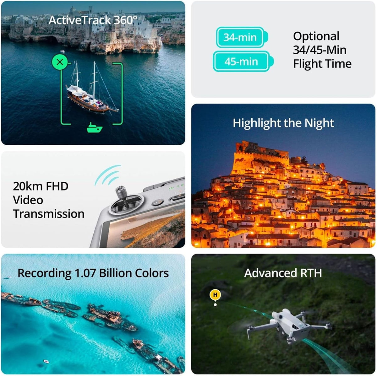 DJI Mini 4 Pro (DJI RC 2), Drones with Camera for Adults 4K, under 0.549 Lbs/249 G, 34 Mins Flight Time, 20Km Max Video Transmission Distance, Omnidirectional Vision Sensing, Mini Drone for Beginners