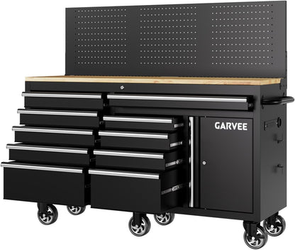 60 in Rolling Tool Chest, 10 Drawers Mobile Garage Tool Cabinet