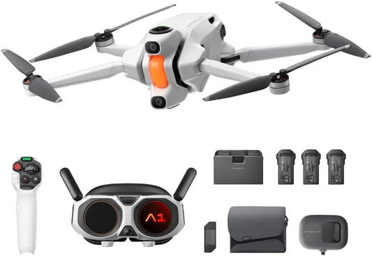 A1 Infinity Bundle (3 High-Capacity Batteries) - 8K 360 Drone for Immersive Flight, Point-To-Fly Motion Control, Obstacle Avoidance, Deep Track, Auto Return, 10Km Transmission, Auto Edit
