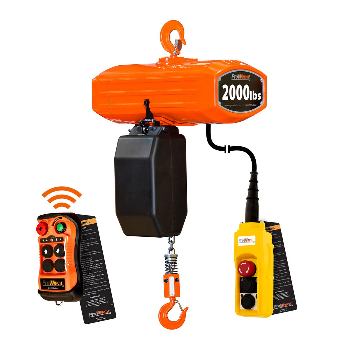 Portable Electric Hoist - 2000 Lbs Electric Chain Hoist with Wireless Remote Control, 20 Ft Lifting Height, Single-Phase Dual Voltage 110~120V / 220~240V, G100 Chain, Overhead Crane, 1 Speed