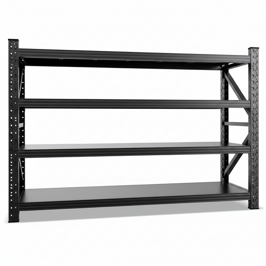 8000LBS Heavy Duty Storage Shelves, 4 Tier Adjustable Garage Shelving Unit, Heavy Duty Metal Shelving for Garage, Basement, Warehouse, Storage Room, Garage Storage Shelves, 79" W X 24" D X 74" H Black